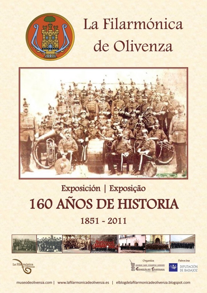 Cartel exposición "La Filarmónica de Olivenza: 160 años de historia: 1851-2011"