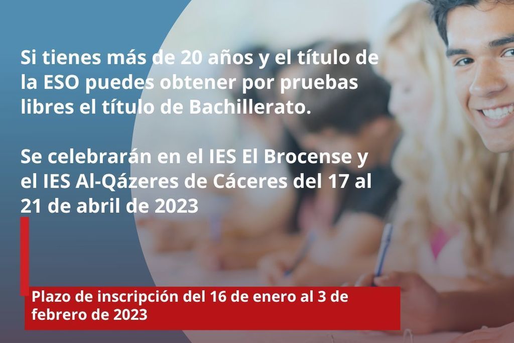 Educación convoca las pruebas para la obtención del título de Bachiller para personas mayores de 20 años