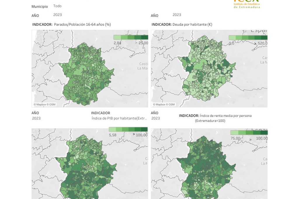 Publicado el VII Atlas Socioeconómico de Extremadura con variables e indicadores económicos, demográficos y sociales de los municipios extremeños