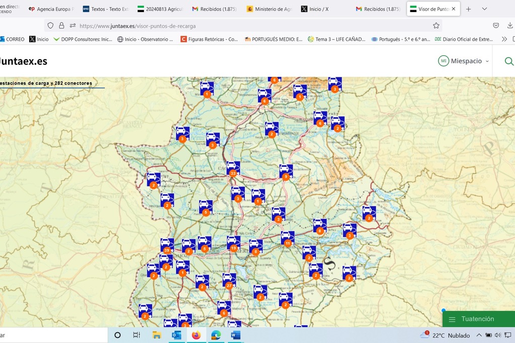 La Junta de Extremadura renueva el visor de acceso público a los puntos de recarga para vehículos eléctricos en la región