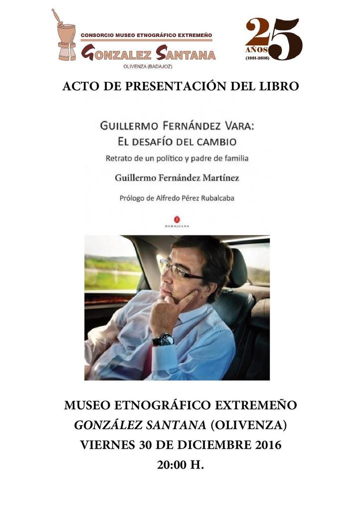 Cartel Acto de Presentación Libro Guillermo Fernández Vara