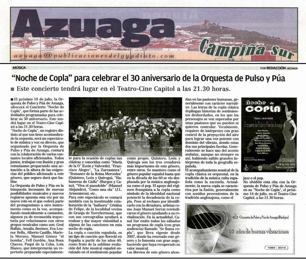 Noticias-Prensa Periodico Julio Noche Copla