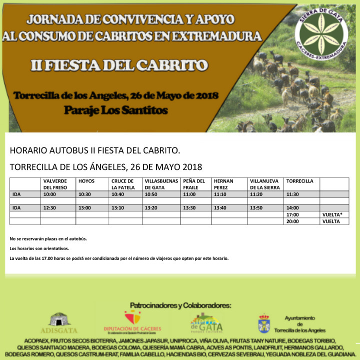 Horarios II Fiesta del Cabrito