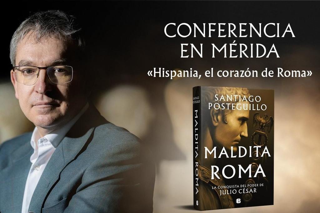 El escritor Santiago Posteguillo ofrece una conferencia en el Teatro Romano de Mérida bajo el título 'Hispania, el corazón de Roma'