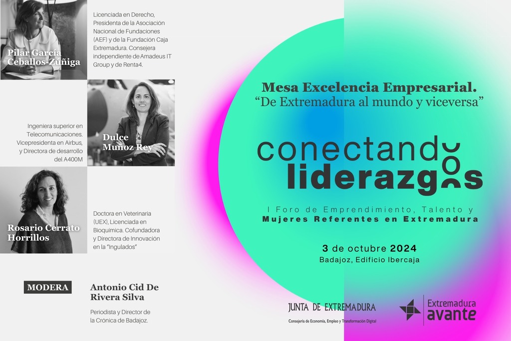 La Junta de Extremadura celebrará el próximo 3 de octubre: "Conectando liderazgos", un foro dirigido a mujeres emprendedoras